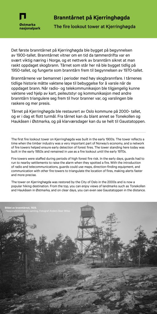 Eksempel på plakat langs Branntårnrunden.